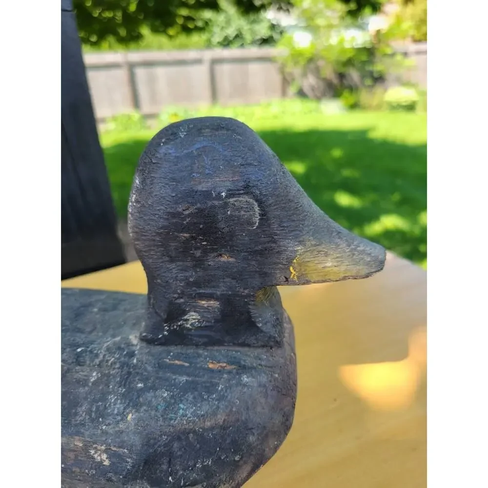 Vintage Duck Decoy, Wood Folk Art, Primitive Carved, Autumn Decor